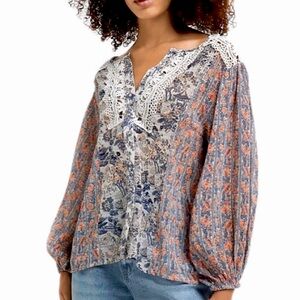 Like New Anthropologie HD in Paris Chinoiserie Peasant Blouse